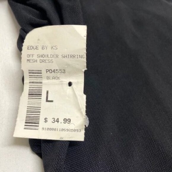 Privy Off Shoulder Shirring Mesh Dress Women's Large Black Cocktail Bodycon NWT - Picture 7 of 9